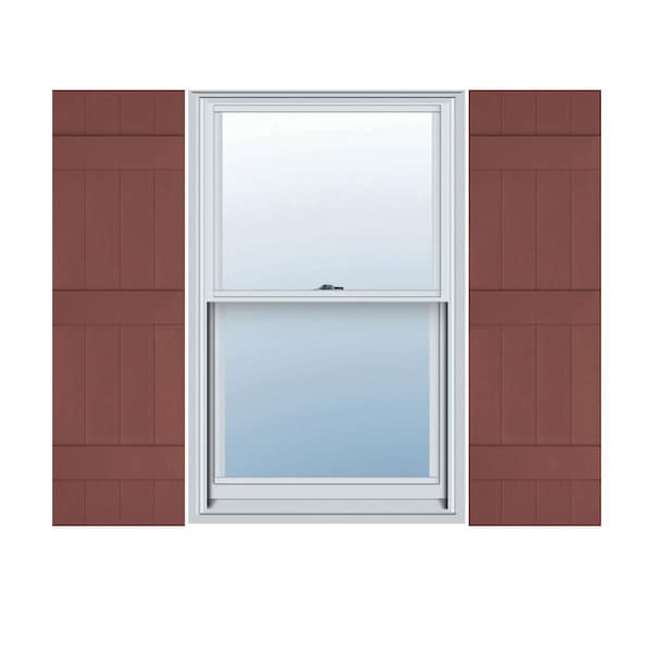 Ekena Millwork Lifetime Vinyl, 4 Board Joined (3 Batten), Board-n-Batten Shutters, w/Shutter Loks, LJ4C14X07700RD, PR LJ4C14X07700RD - main